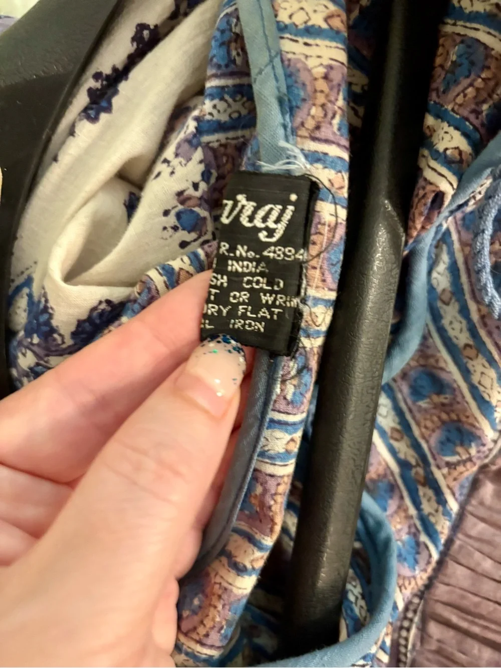 Nataraj, Vintage Lavender and Cream Hippie Dress, size 14